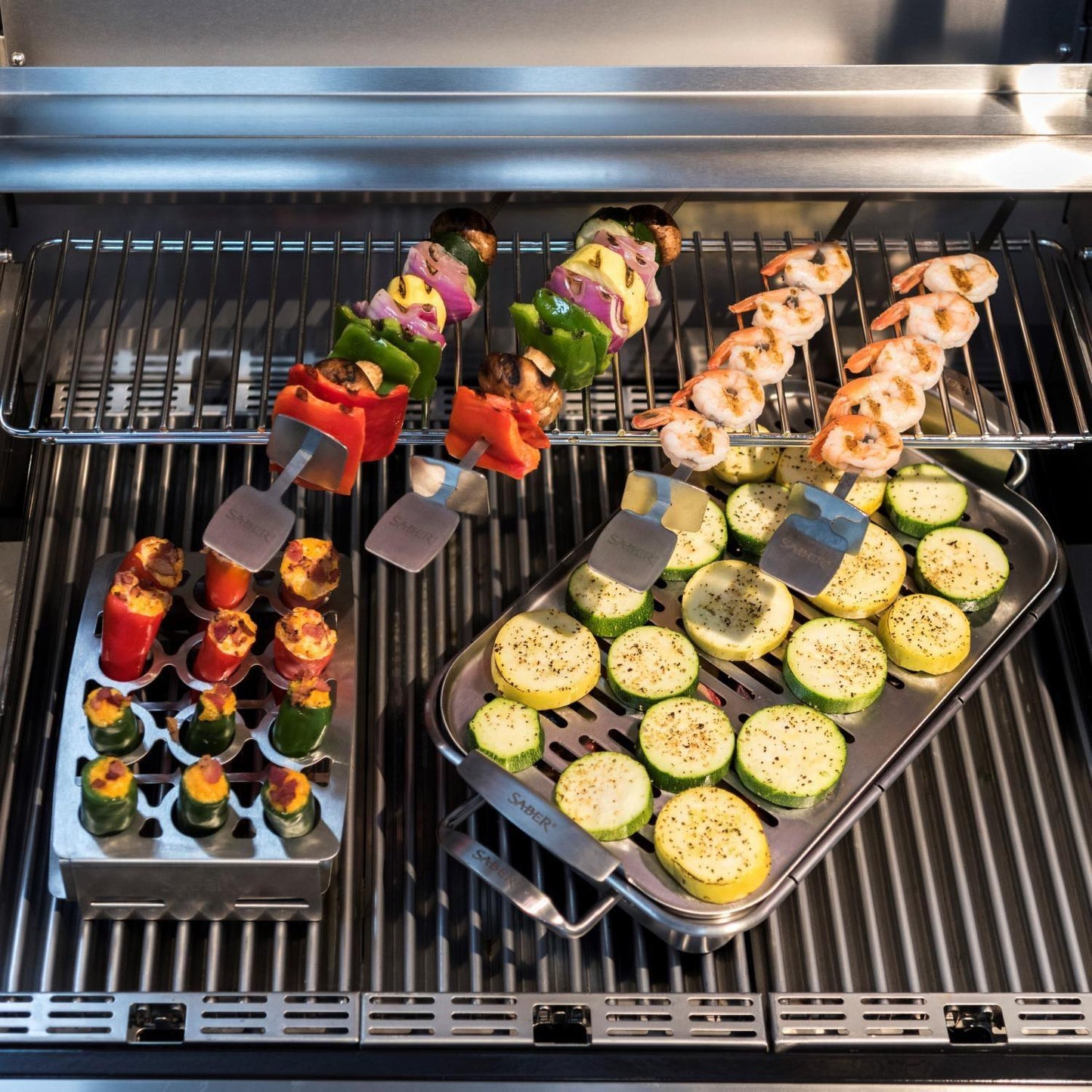Saber EZ Grilling System Set Saber Grills Indigo Pool Patio BBQ