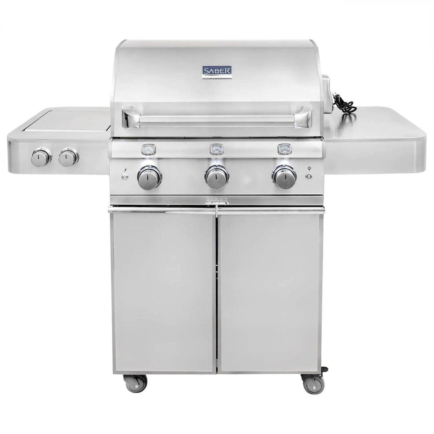 Saber Elite 1500 3-Burner Infrared Gas Grill with Side Burner Saber Grills Indigo Pool Patio BBQ