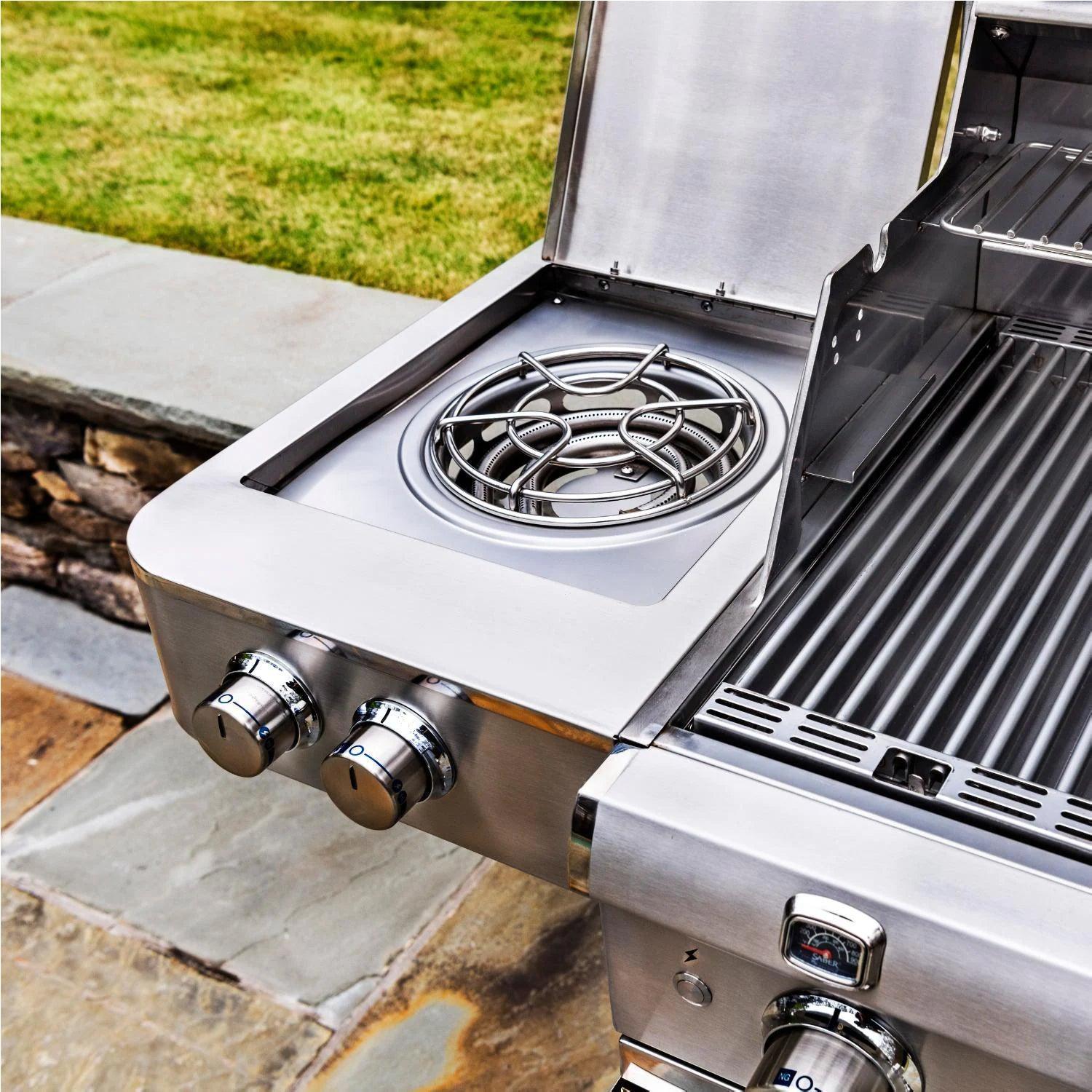 Saber Elite 1500 3-Burner Infrared Gas Grill with Side Burner Saber Grills Indigo Pool Patio BBQ