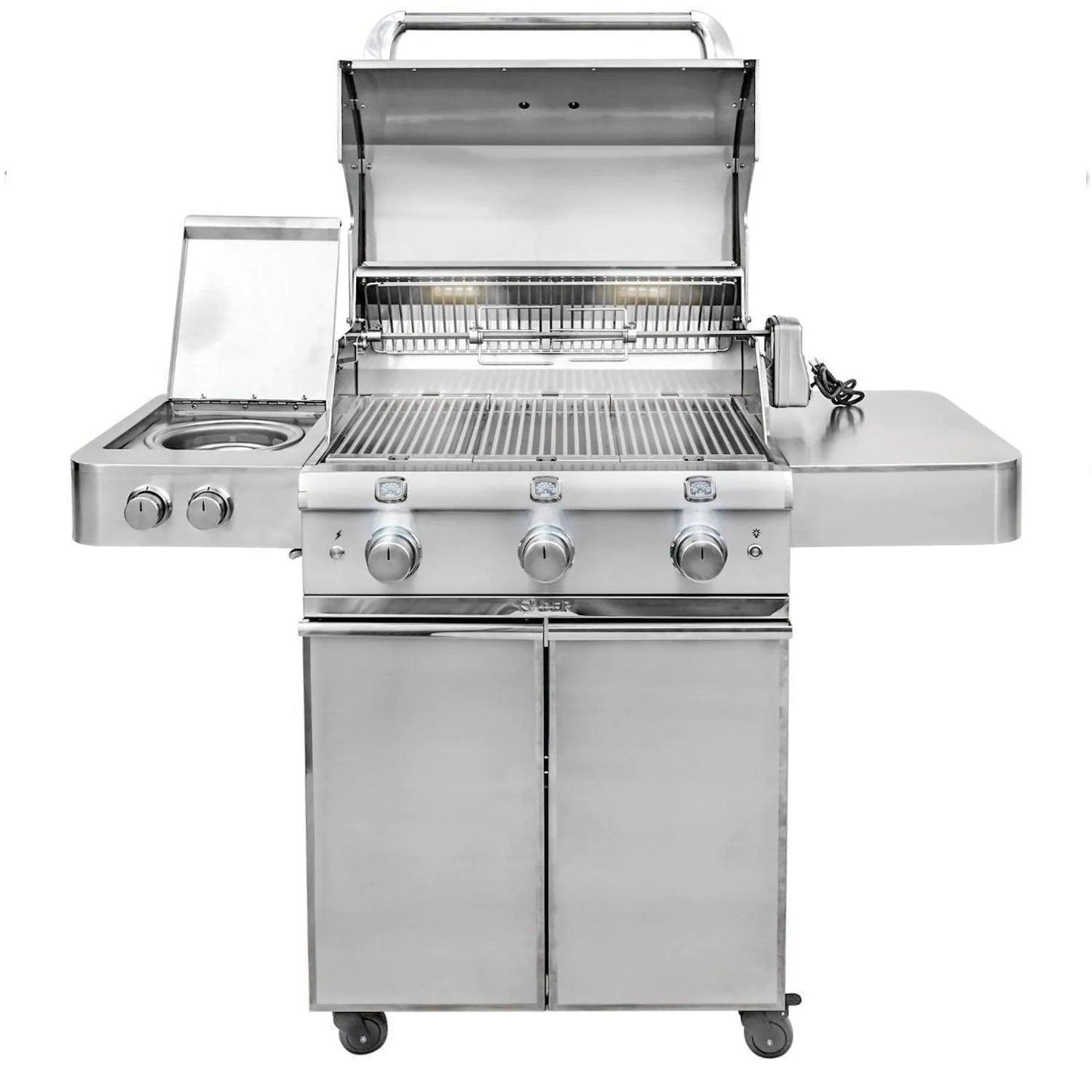 Saber Elite 1500 3-Burner Infrared Gas Grill with Side Burner Saber Grills Indigo Pool Patio BBQ