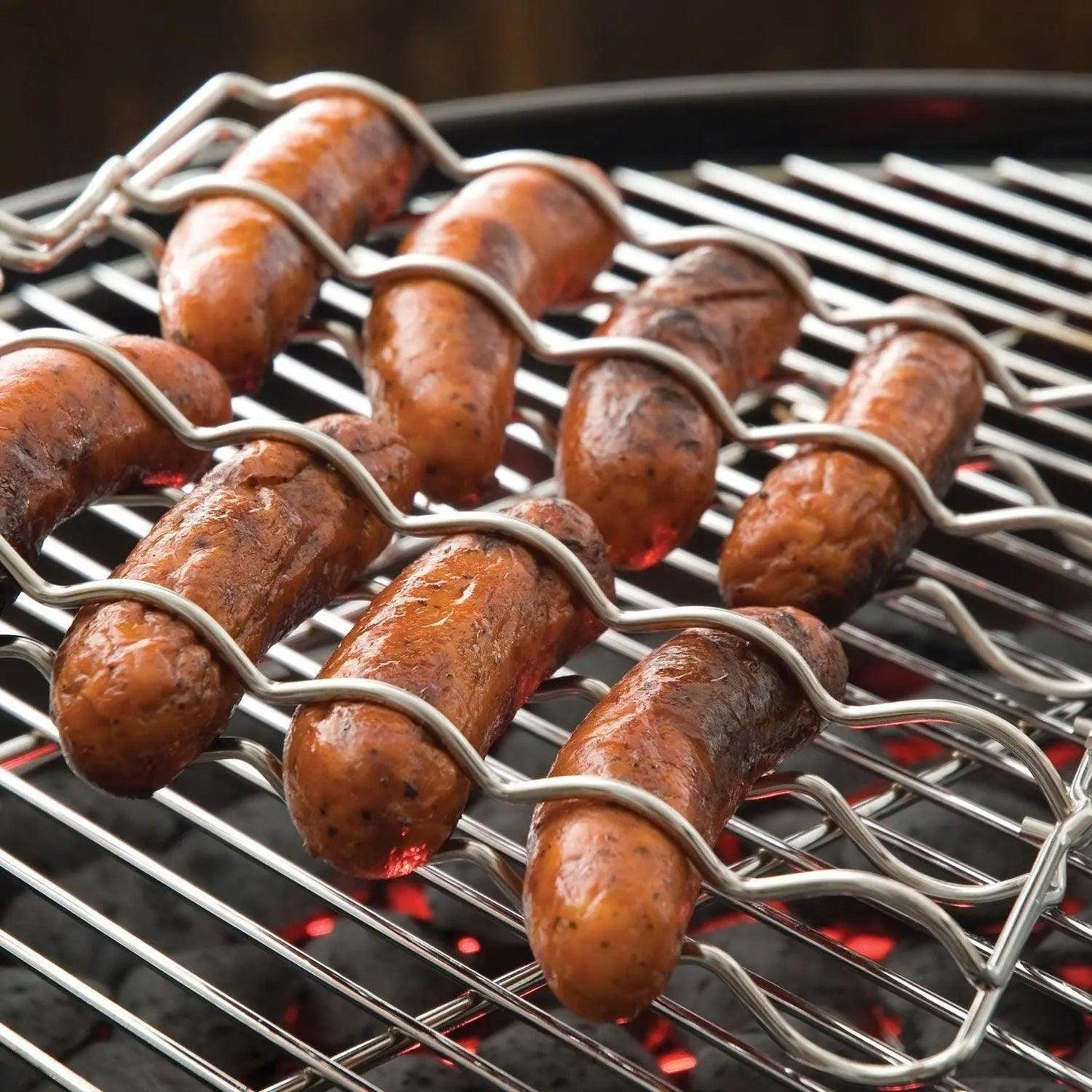 Sausage Grilling Basket Steven Raichlen Indigo Pool Patio BBQ