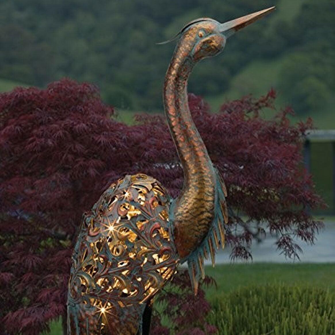 Solar Heron Bird Stake Regal Indigo Pool Patio BBQ