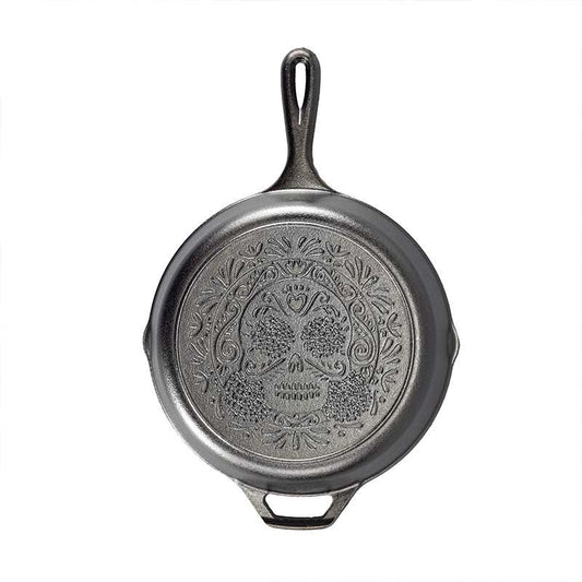Lodge 10.25" Cast Iron Sugar Skull Skillet Lodge Indigo Pool Patio BBQ