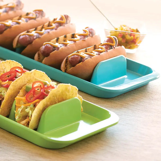 Taco & Hot Dog Serving Trays Outset Indigo Pool Patio BBQ