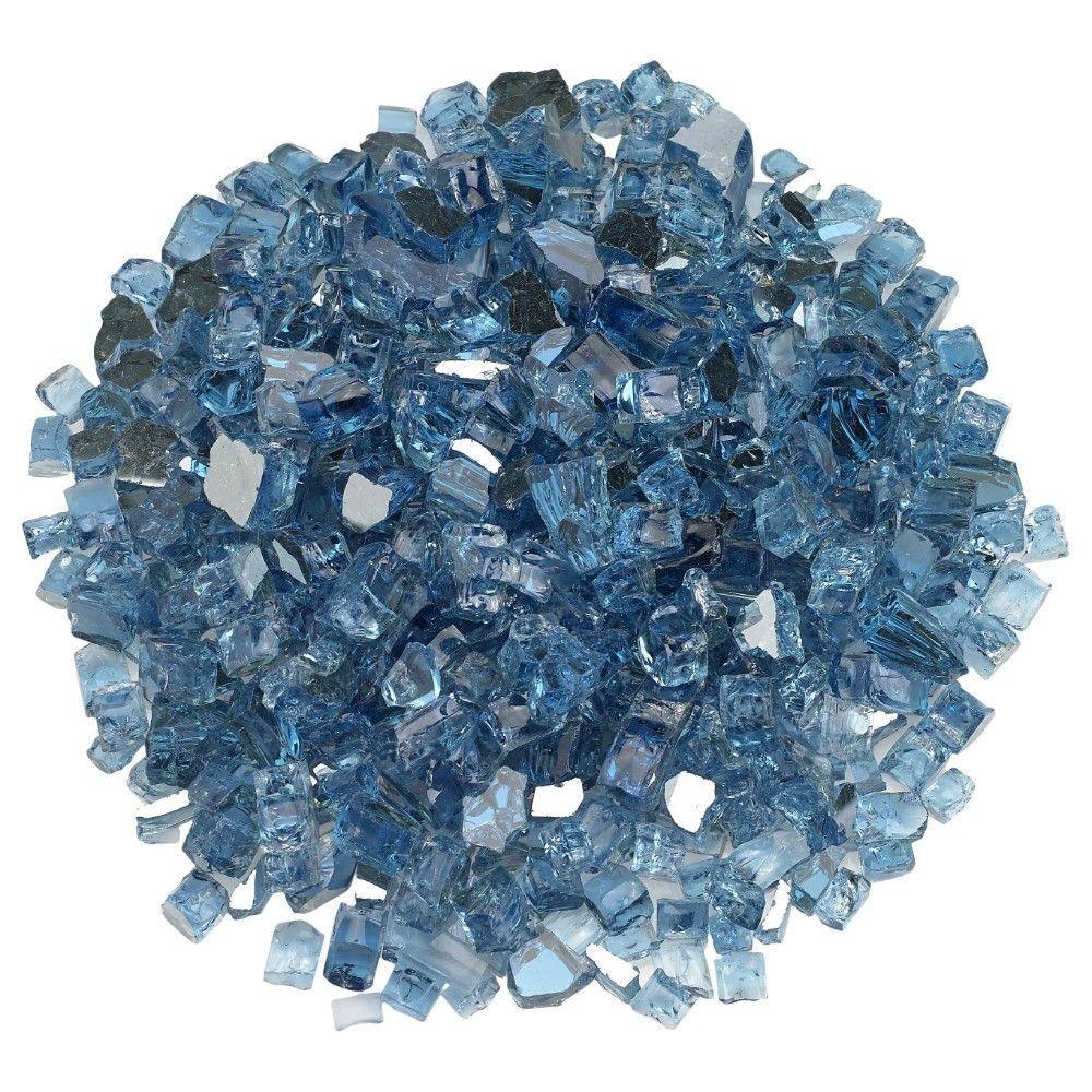 Pacific Blue Reflective 1/2" Fire Glass American Fireglass Indigo Pool Patio BBQ