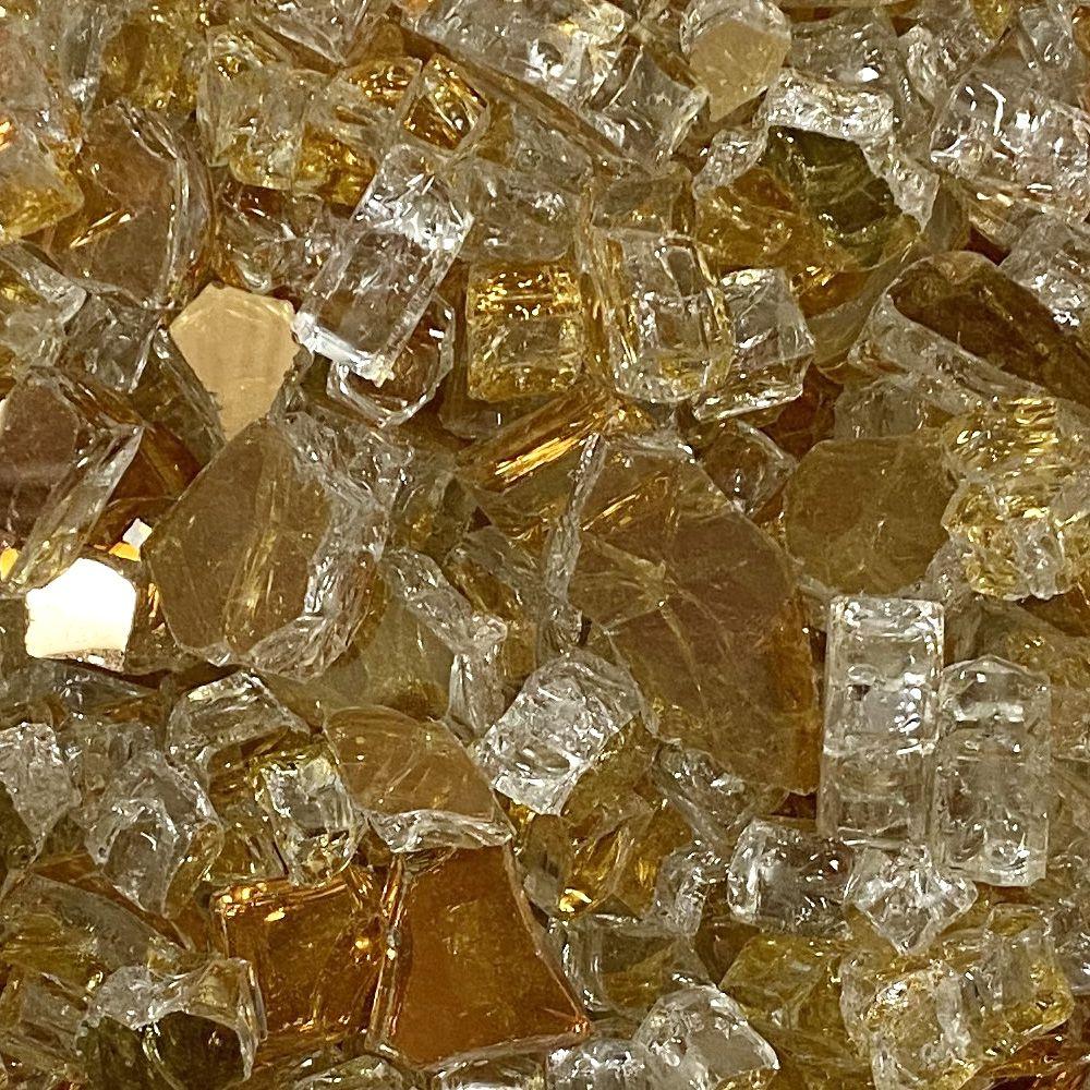 Gold Reflective Fire Glass American Fireglass Indigo Pool Patio BBQ