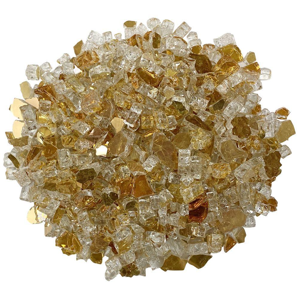 Gold Reflective Fire Glass American Fireglass Indigo Pool Patio BBQ