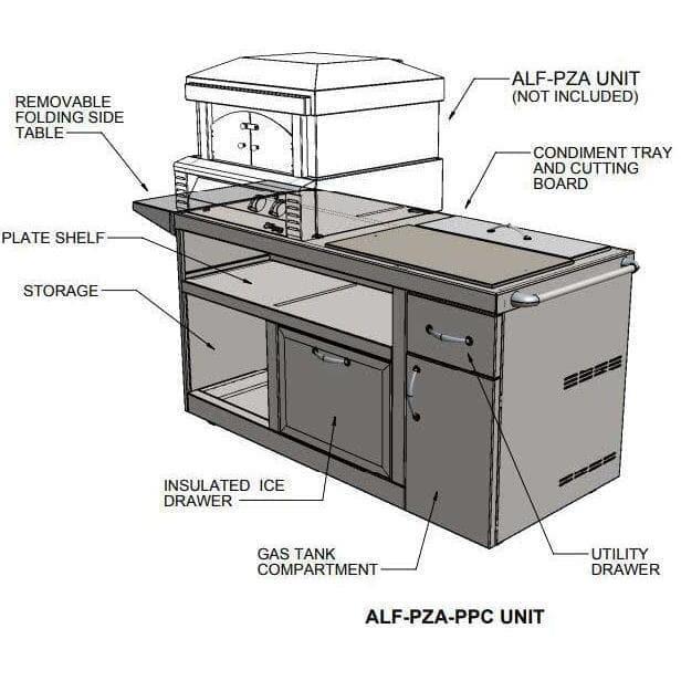 Alfresco Deluxe Pizza Oven Prep Cart Alfresco Indigo Pool Patio BBQ
