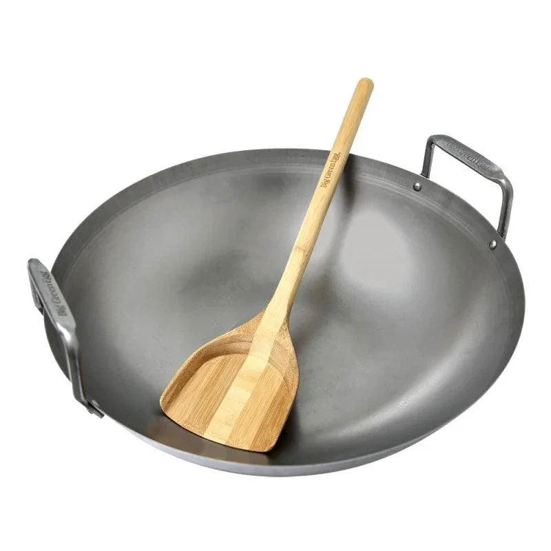 Big Green Egg Carbon Steel Wok with Bamboo Spatula Big Green Egg Indigo Pool Patio BBQ