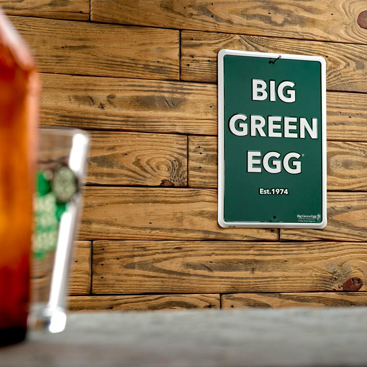 Big Green Egg Stamped Aluminum Est.1974 Sign Big Green Egg Indigo Pool Patio BBQ