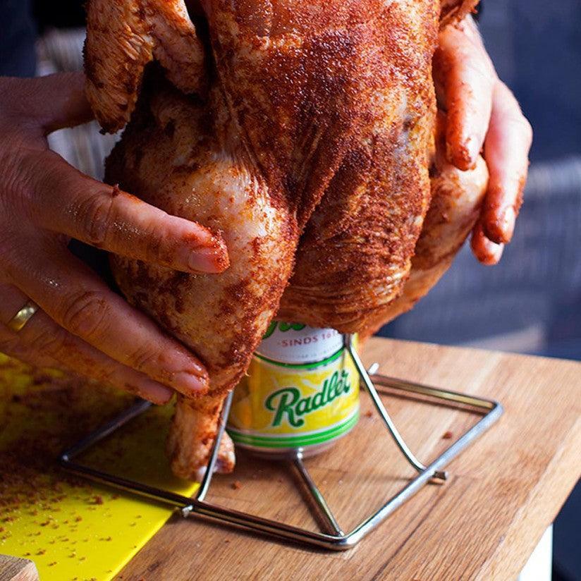 Big Green Egg Folding Beer Can Chicken Roaster Big Green Egg Indigo Pool Patio BBQ