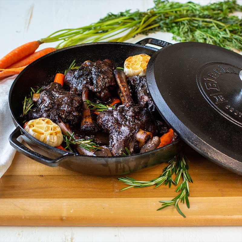 Lodge Blacklock Cast Iron Braiser with Lid Lodge Indigo Pool Patio BBQ