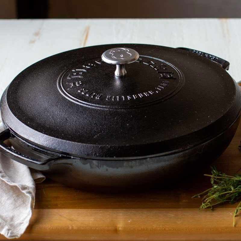 Lodge Blacklock Cast Iron Braiser with Lid Lodge Indigo Pool Patio BBQ
