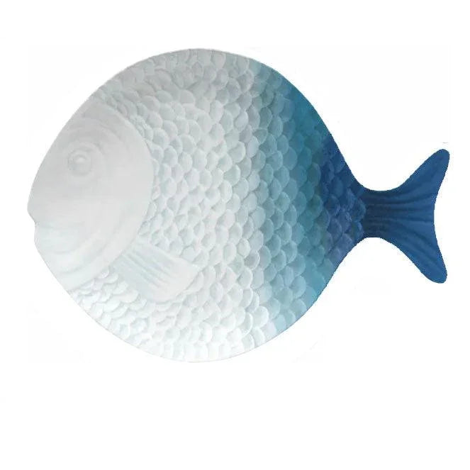 Oceanic Ombre Fish Shaped Platter TarHong Indigo Pool Patio BBQ