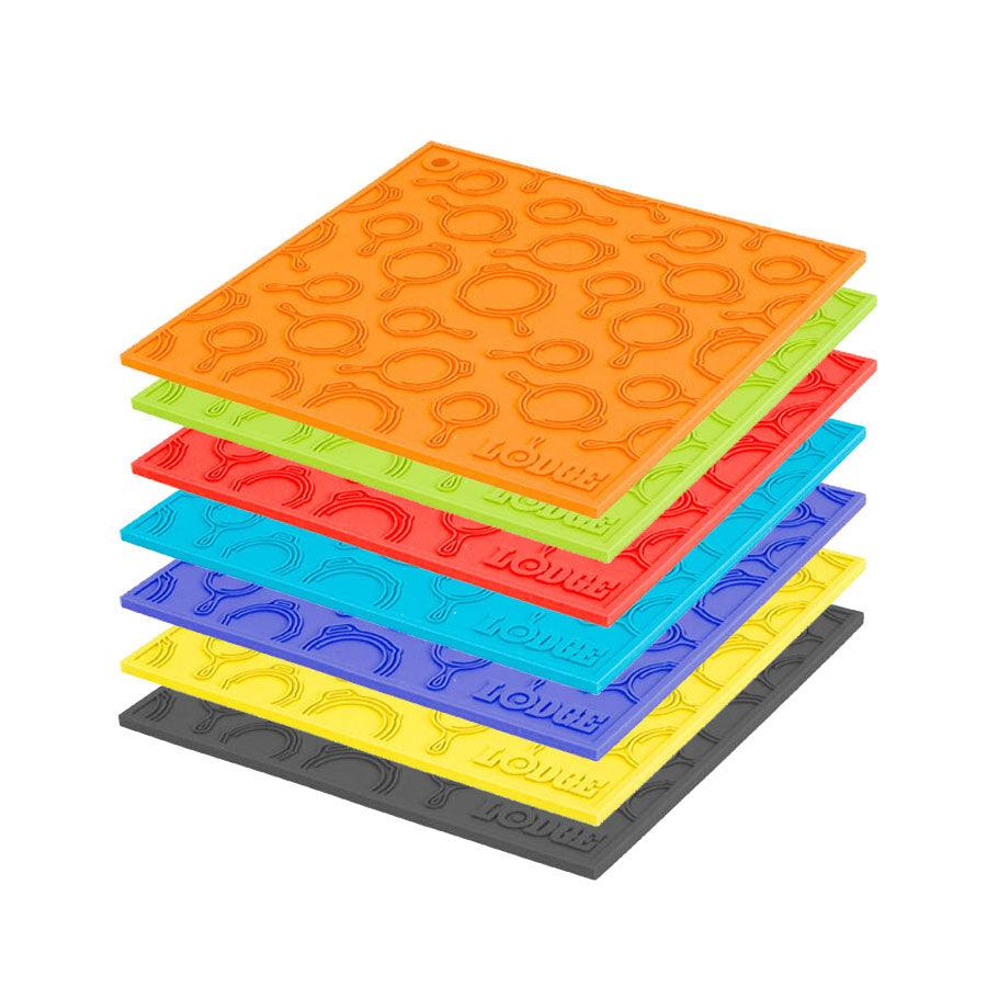 Lodge 7" Square Silicone Trivet with Skillet Pattern Lodge Indigo Pool Patio BBQ