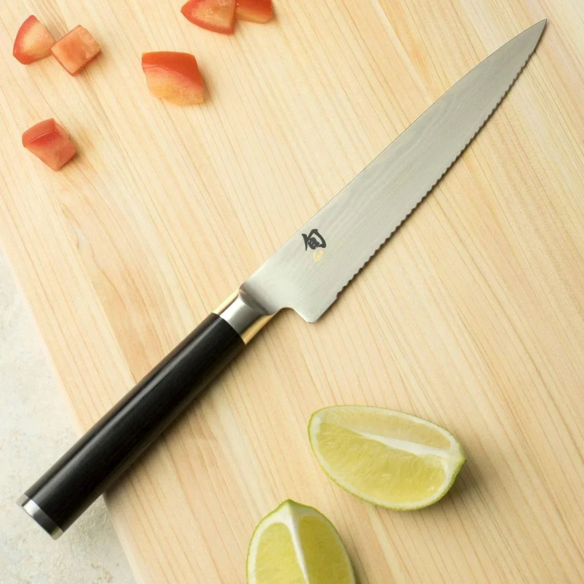 Shun Classic Serrated 6" Utility Knife Shun Indigo Pool Patio BBQ