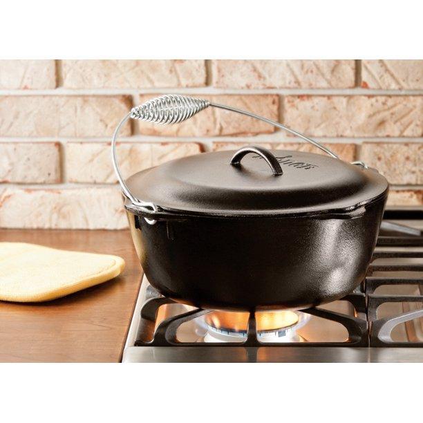 Lodge 7 Quart Cast Iron Dutch Oven with Bail Handle Lodge Indigo Pool Patio BBQ