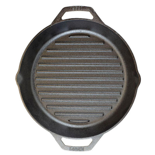 Lodge 12" Dual Handle Cast Iron Grill Pan Lodge Indigo Pool Patio BBQ