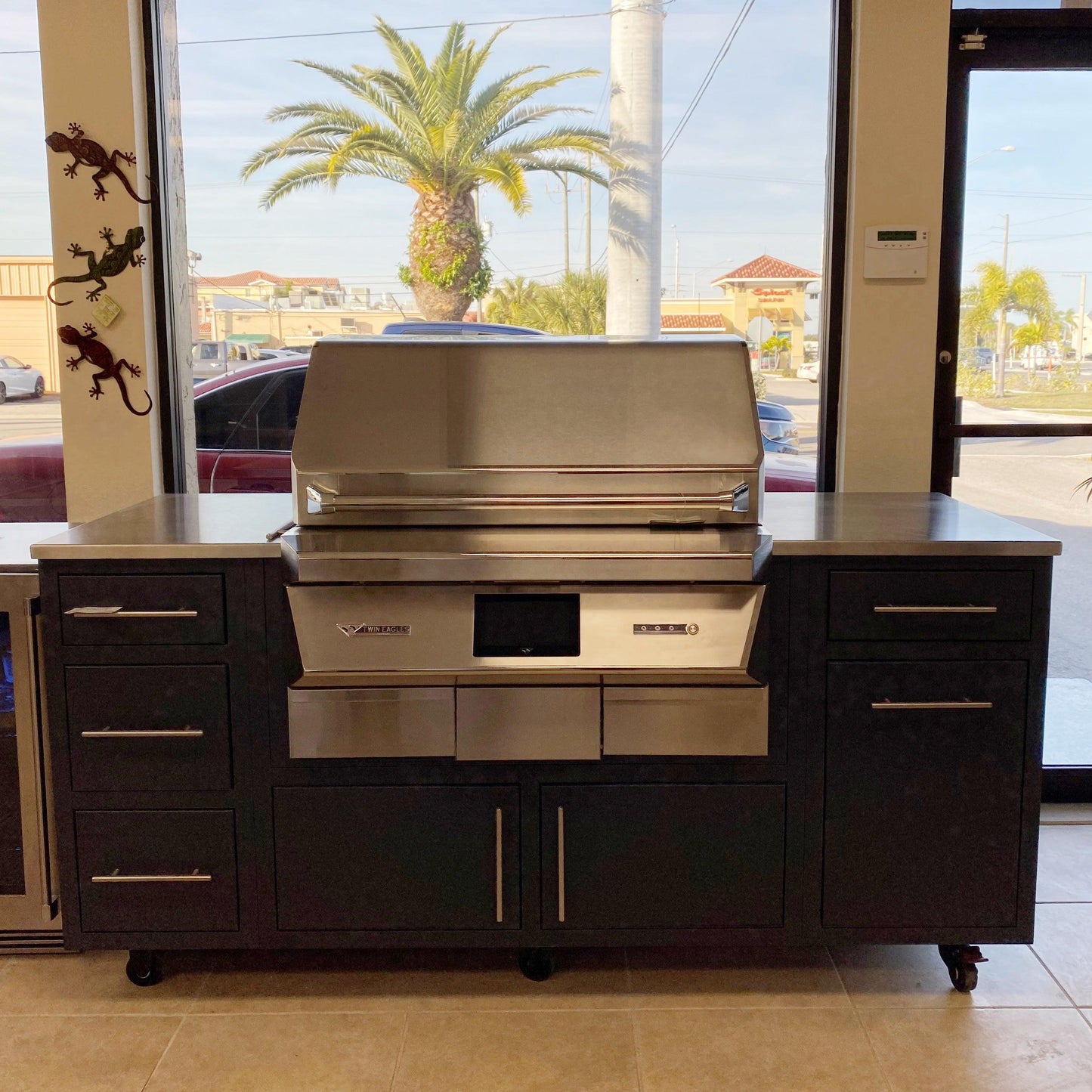 Twin Eagles 36" Wood Fired Pellet Grill with 76" Challenger Cart Twin Eagles Indigo Pool Patio BBQ