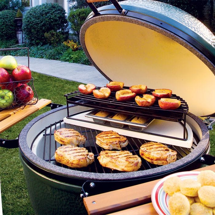 Big Green Egg Raised Grid with Drip Pan Big Green Egg Indigo Pool Patio BBQ
