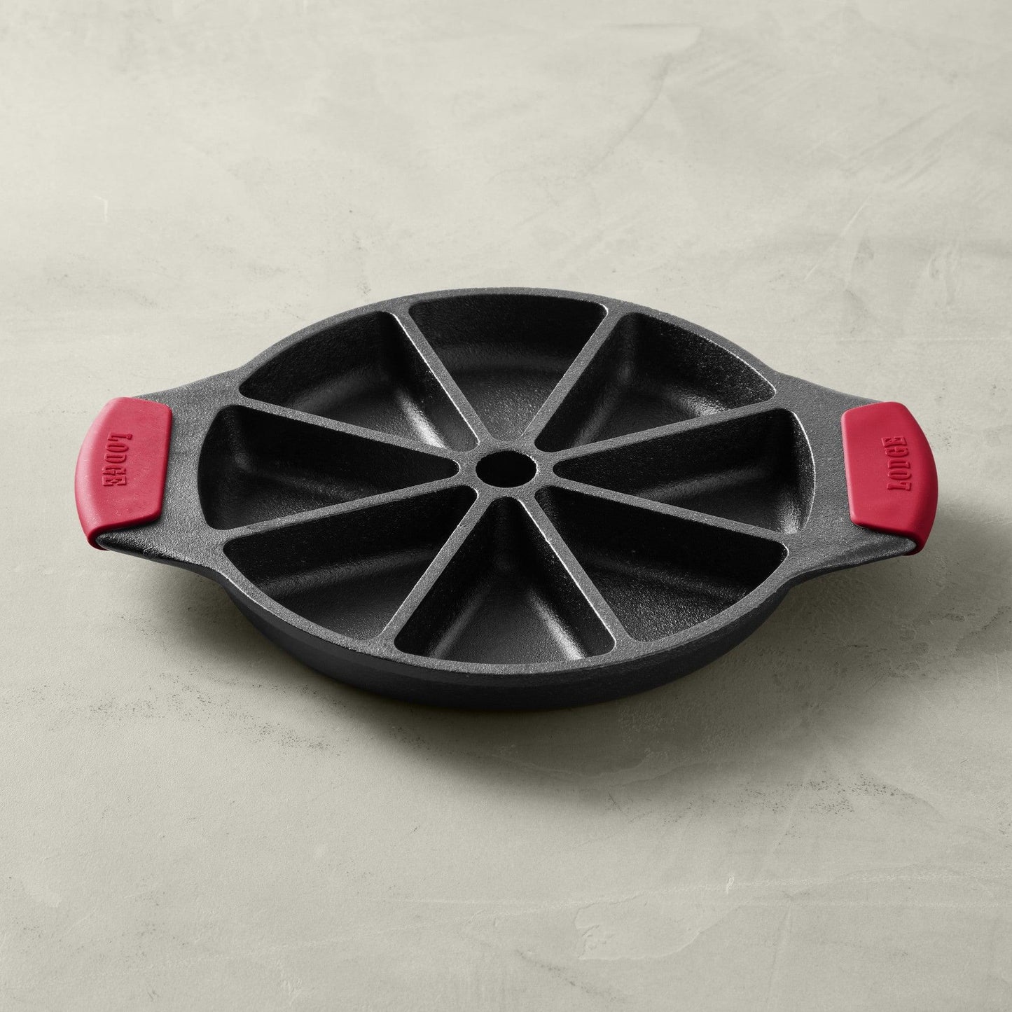 Lodge Cast Iron Wedge Pan with Silicone Grip Lodge Indigo Pool Patio BBQ