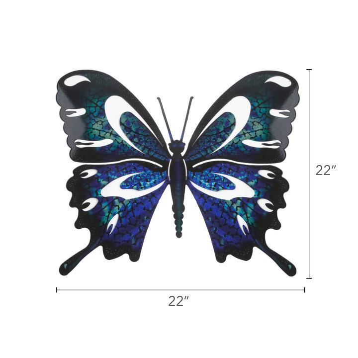 Blue / Black Butterfly 3D Metal Wall Art Next Innovations Indigo Pool Patio BBQ