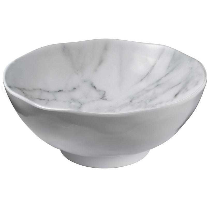 White Marble 8" Salad Bowl Merritt International Indigo Pool Patio BBQ