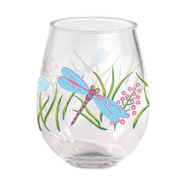 Lolita Dragonfly 15oz Stemless Wine Glasses - Set of 2 Merritt International Indigo Pool Patio BBQ