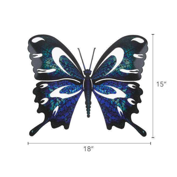 Blue / Black Butterfly 3D Metal Wall Art Next Innovations Indigo Pool Patio BBQ