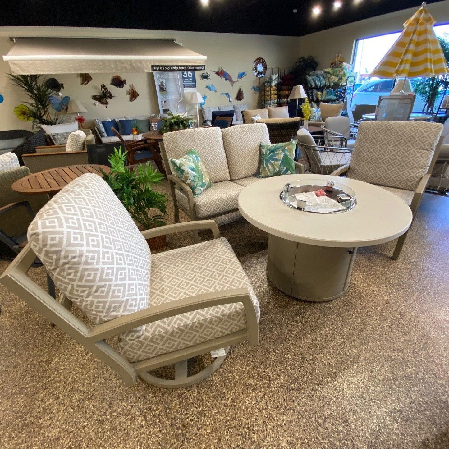 Tropitone Muirlands Lounge Set with Fire Table Tropitone Indigo Pool Patio BBQ