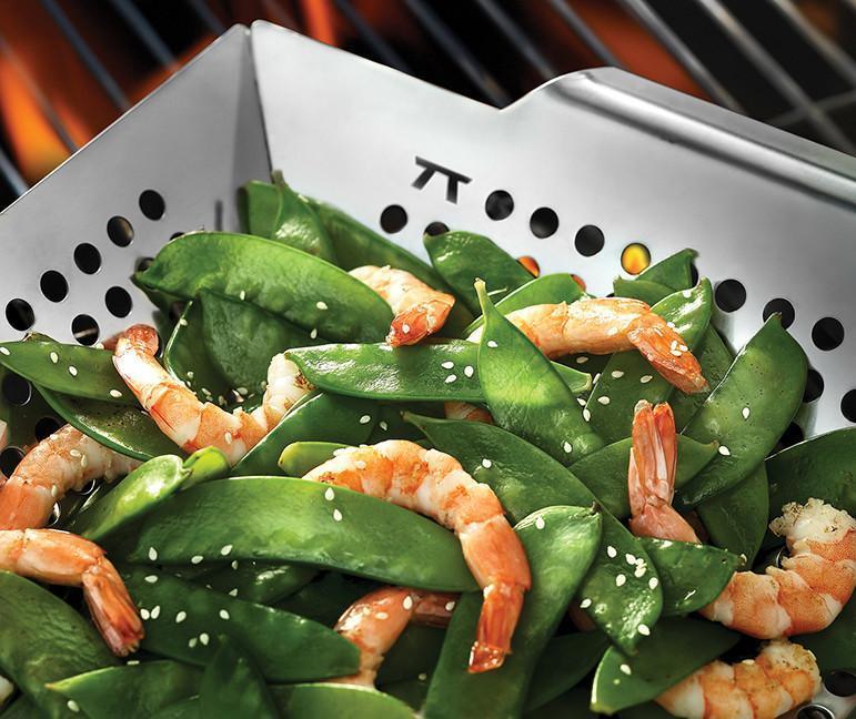 Outset Stainless Steel Square Grill Wok Outset Indigo Pool Patio BBQ