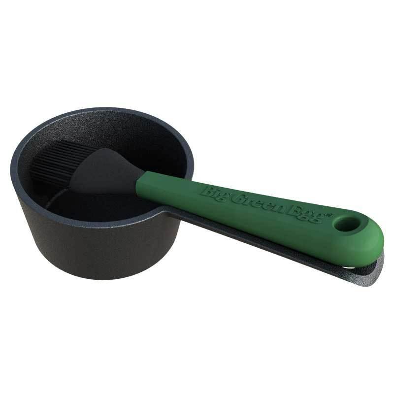 Big Green Egg Cast Iron Sauce Pot with Basting Brush Big Green Egg Indigo Pool Patio BBQ