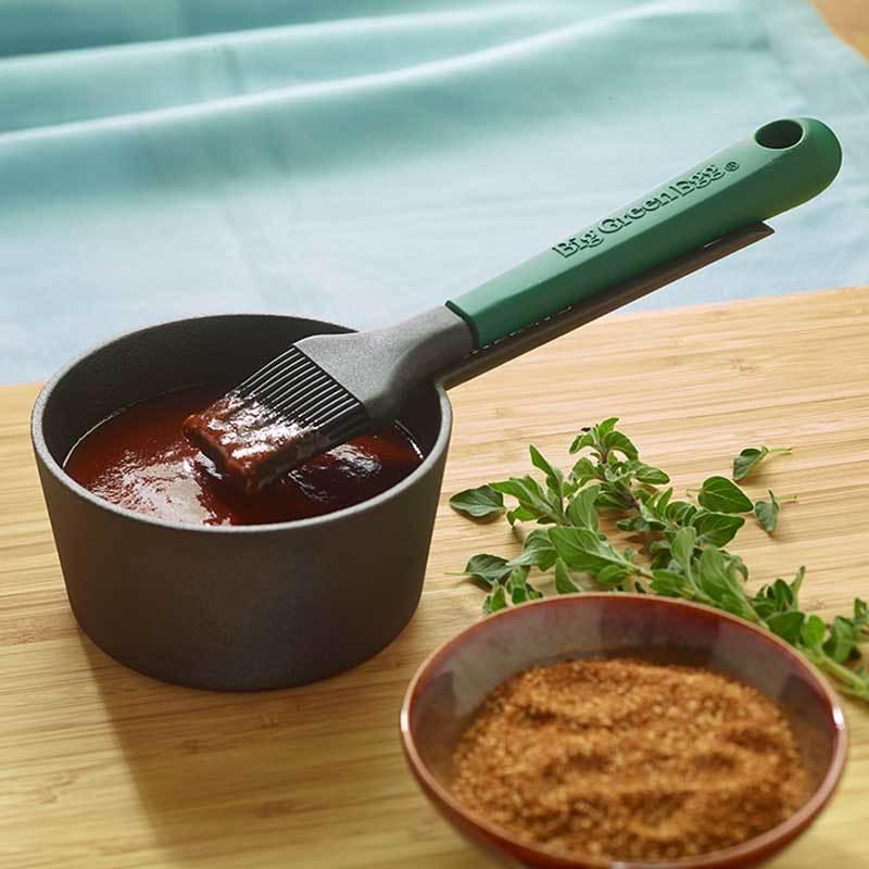 Big Green Egg Cast Iron Sauce Pot with Basting Brush Big Green Egg Indigo Pool Patio BBQ