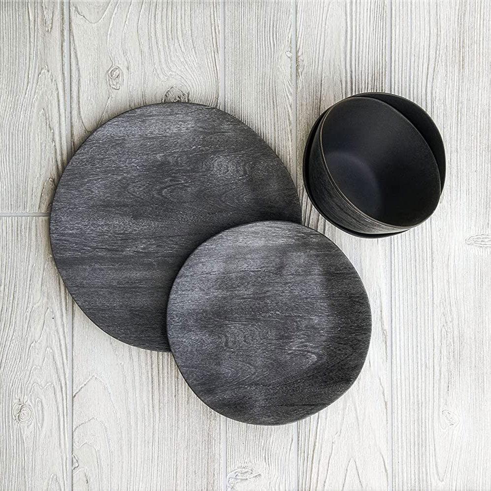 Faux Real Blackened Wood Low Bowl TarHong Indigo Pool Patio BBQ