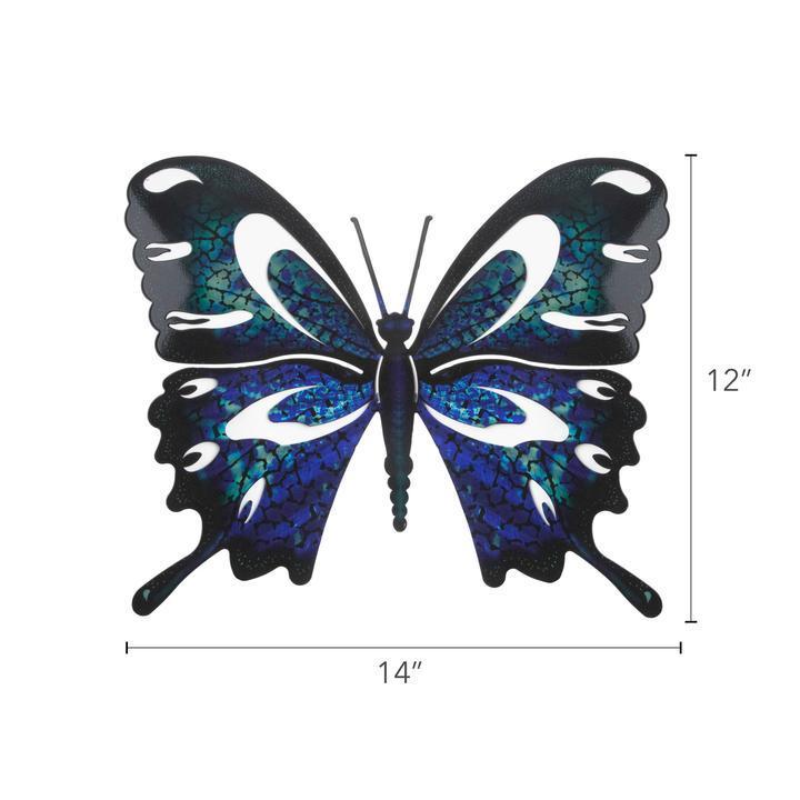Blue / Black Butterfly 3D Metal Wall Art Next Innovations Indigo Pool Patio BBQ