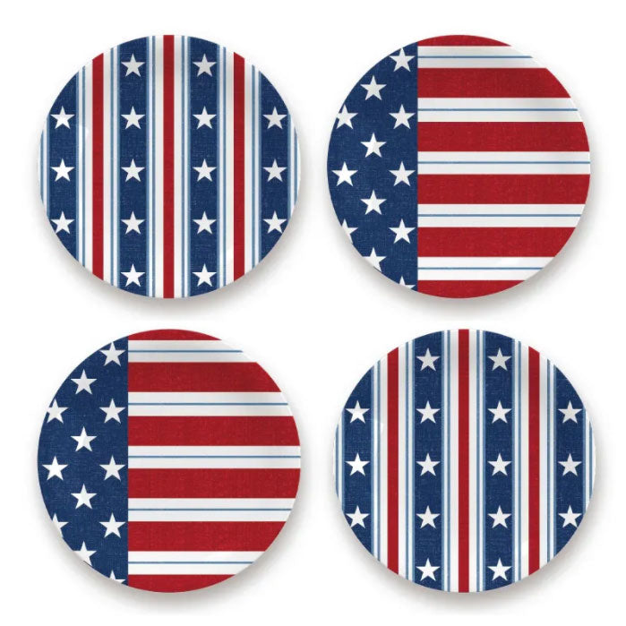 Stars & Stripes 8.25" Salad Plates - Set of 4 TarHong Indigo Pool Patio BBQ