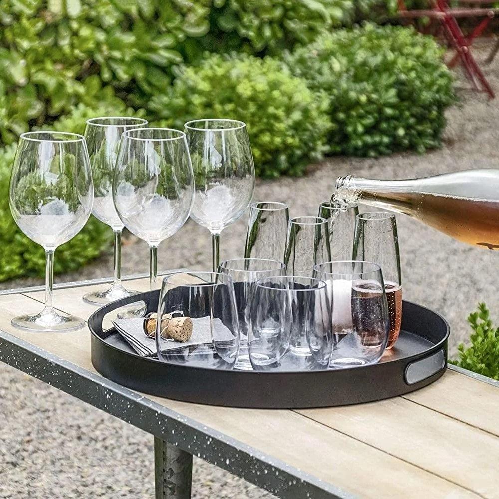 Shatterproof Tritan 10oz Stemless Flute TarHong Indigo Pool Patio BBQ