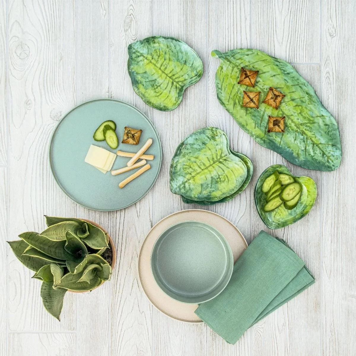 Palermo Tropical 7" Appetizer Plate in Green Bamboo TarHong Indigo Pool Patio BBQ