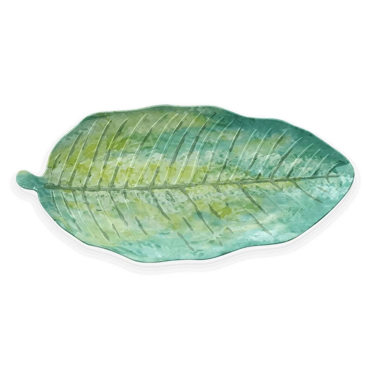 Palermo Tropical 15" x 7.25" Platter in Green Bamboo TarHong Indigo Pool Patio BBQ