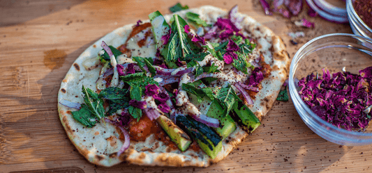 Grilled Cucumber Harissa Flatbread Recipe - Indigo Pool Patio BBQ