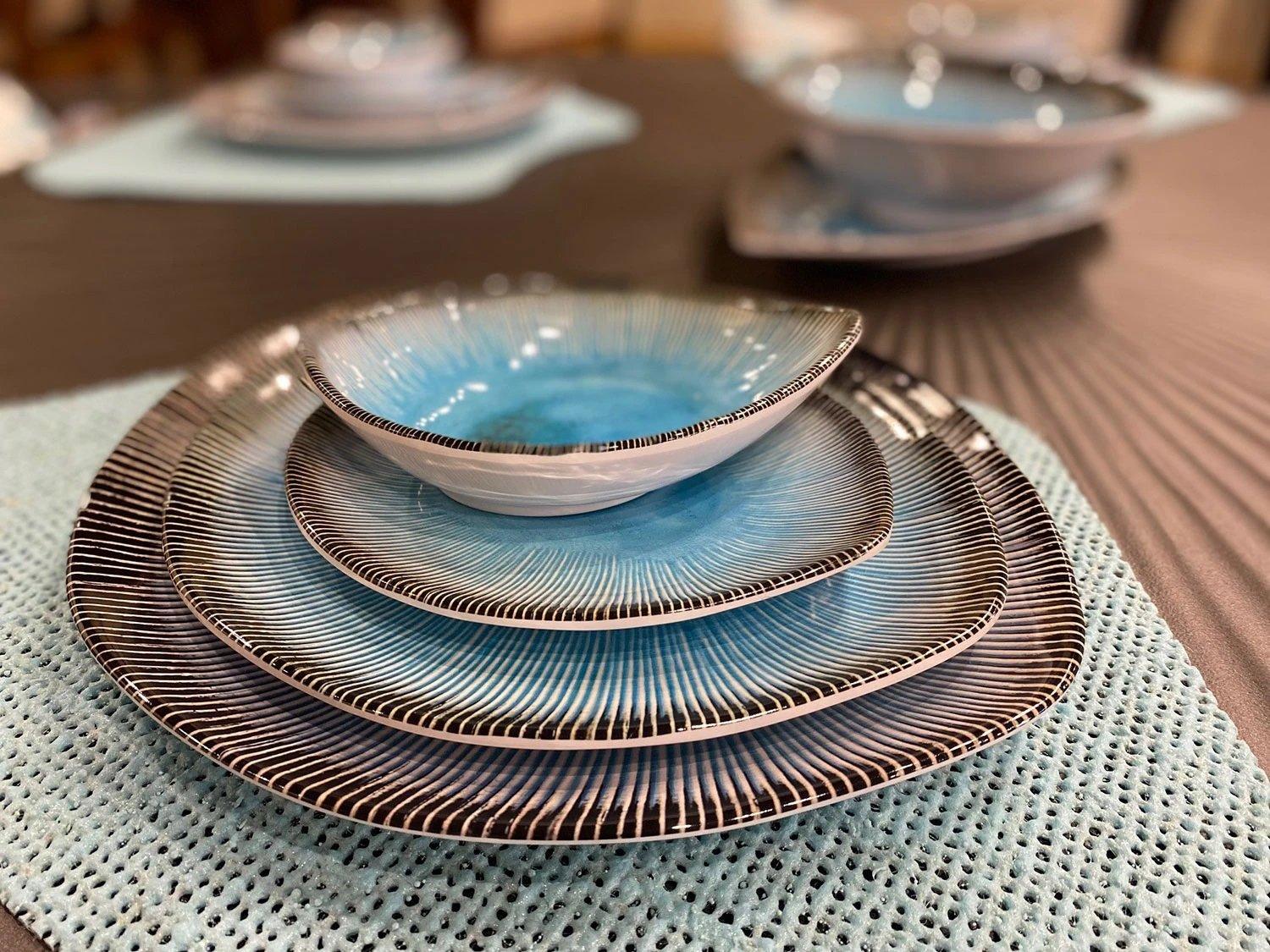 Outdoor Patio Tableware - Indigo Pool Patio BBQ