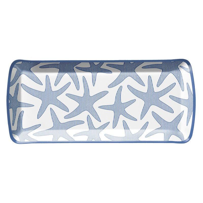 Seersucker Sea 15.5" x 6.5" Appetizer Tray - Starfish Merritt International Indigo Pool Patio BBQ