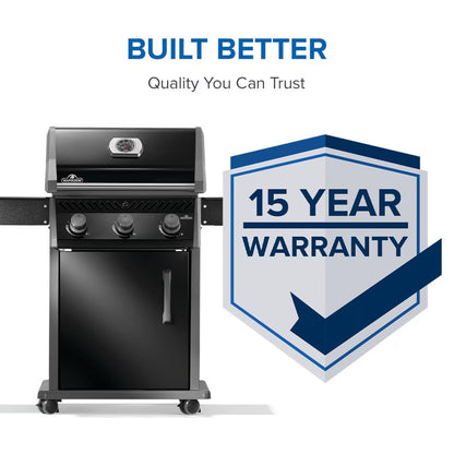 Rogue 425 NG Grill, Black with cast iron grates - Indigo Pool Patio BBQ