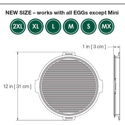 Cast Iron Dual Side Plancha Griddle 10.5"/27 cm for 2XL, XL, L, M, S, MX Big Green Egg Indigo Pool Patio BBQ