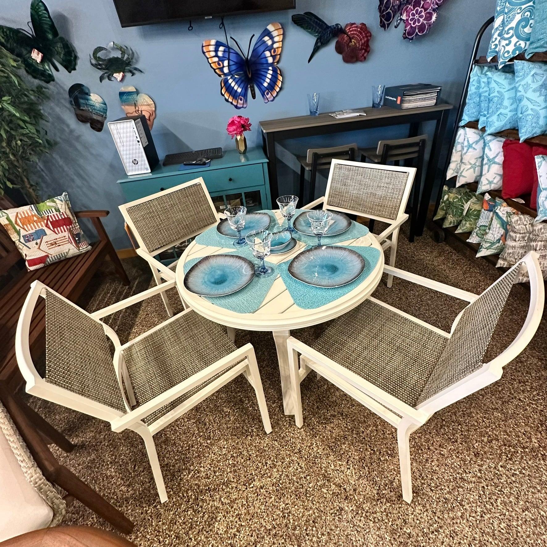 Tropitone Cabana Club Sling Dining Set - Indigo Pool Patio BBQ