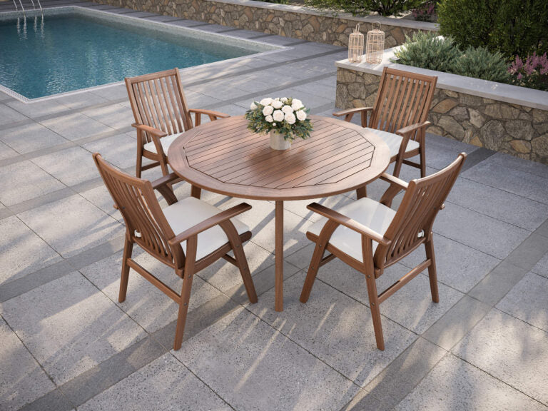 Foundations 52” Round Ipe Dining Table - Indigo Pool Patio BBQ