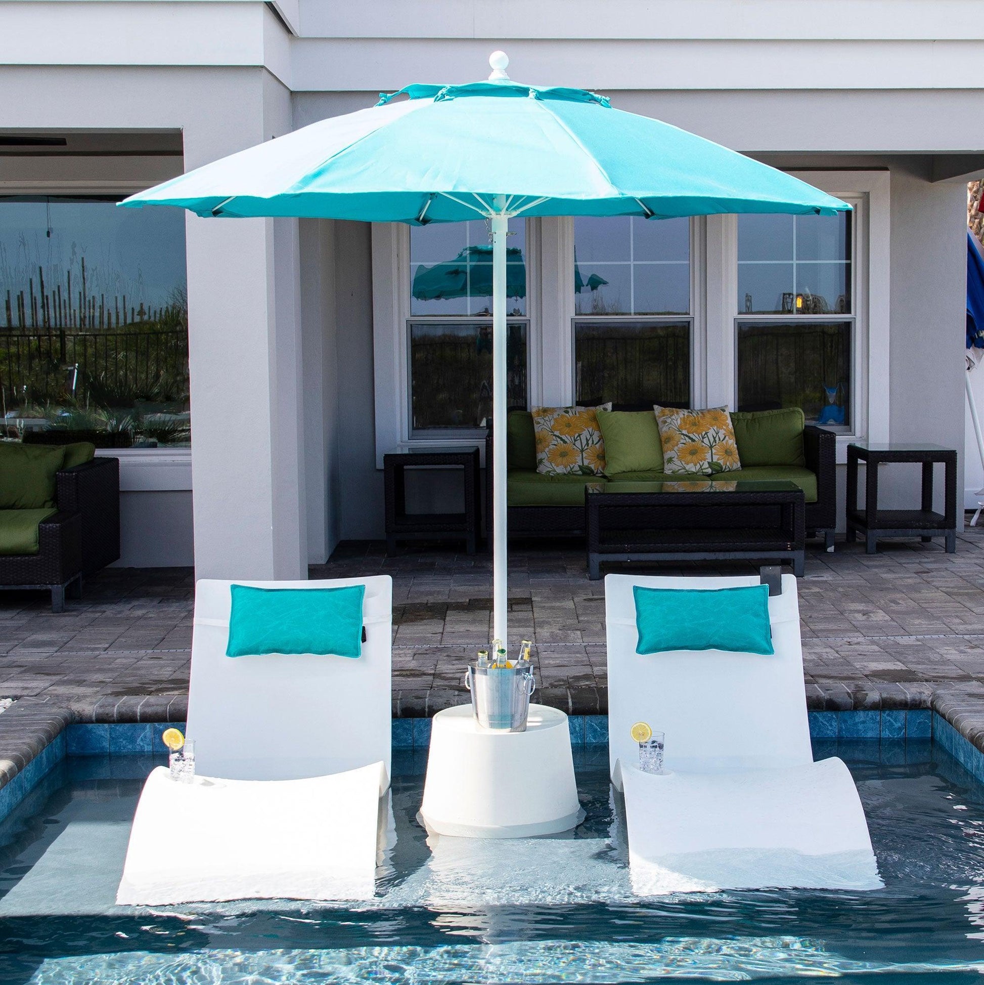 indigo patio umbrella Cantilever | Wind Resistant, 360 Rotation | Commercial Grade | Sunbrella Spectrum and effortless Shade Umbrellas in Stock-9' SWV