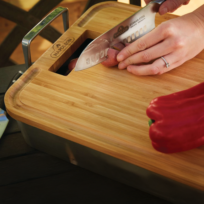 Napoleon Premium Stainless Steel Roasting Pan with Bamboo Cutting Board
