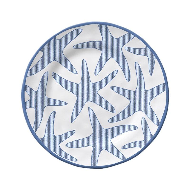 Seersucker Sea 8.5" Salad Plate - Starfish Merritt International Indigo Pool Patio BBQ