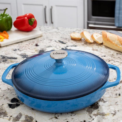 Lodge 3.6 Quart Enamel Casserole, Blue - Indigo Pool Patio BBQ